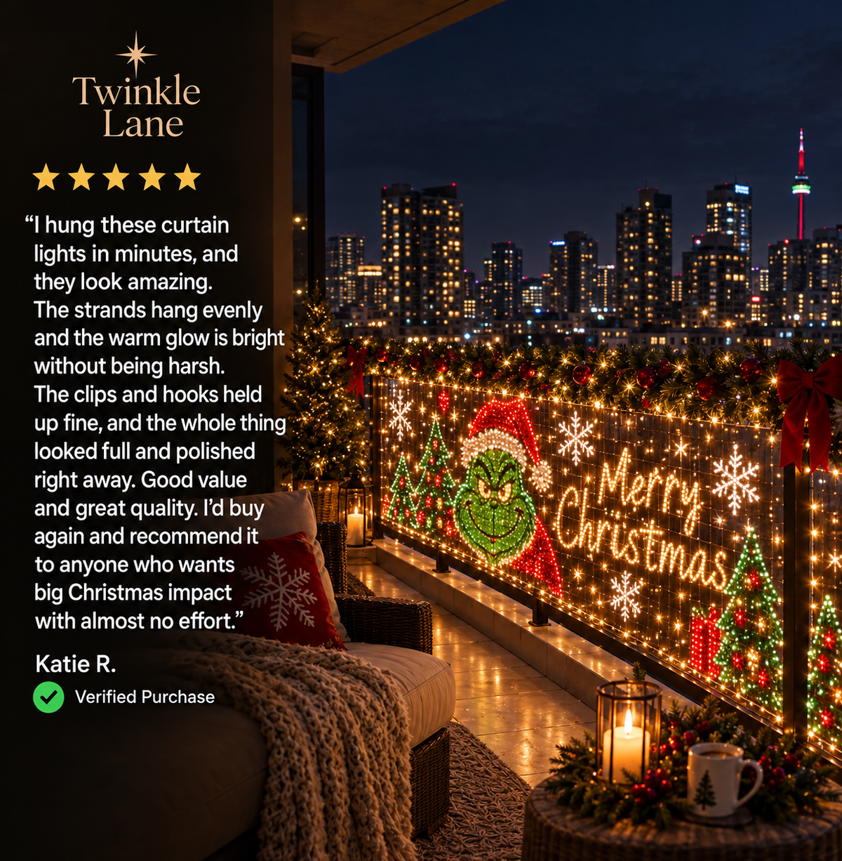 Twinkle Lane Smart LED Curtain Lights