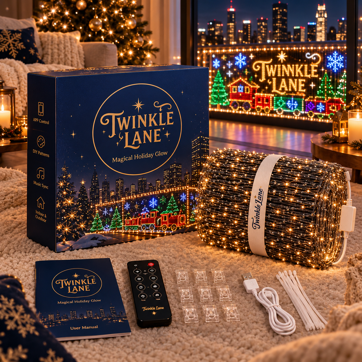 Twinkle Lane Smart LED Curtain Lights