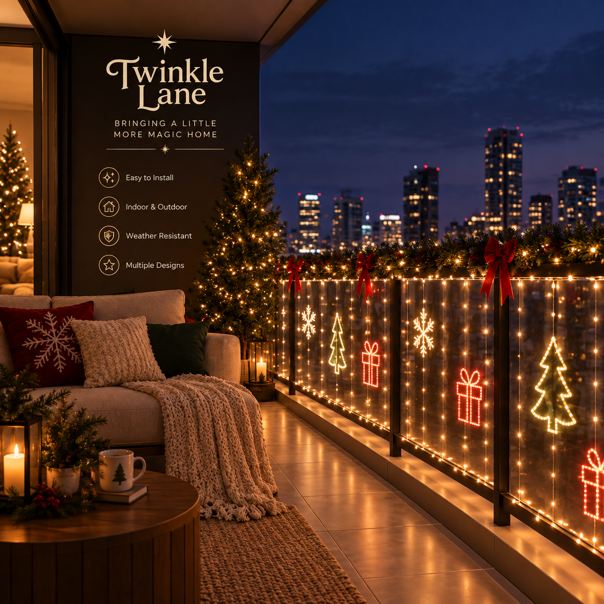 Twinkle Lane Smart LED Curtain Lights
