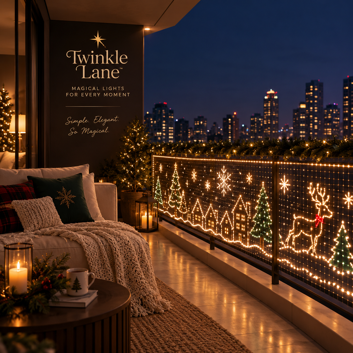 Twinkle Lane Smart LED Curtain Lights