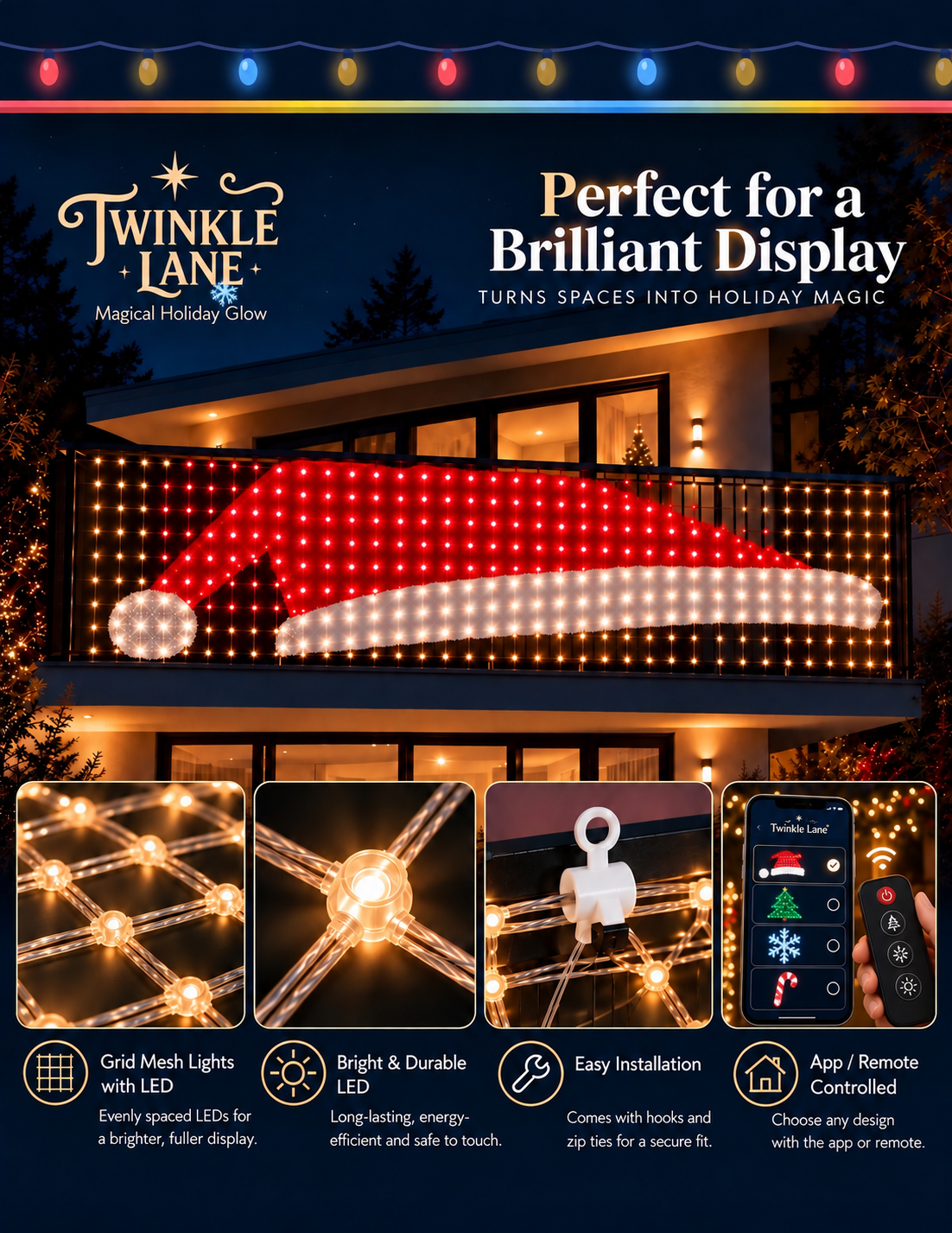 Twinkle Lane Smart LED Grid Lights